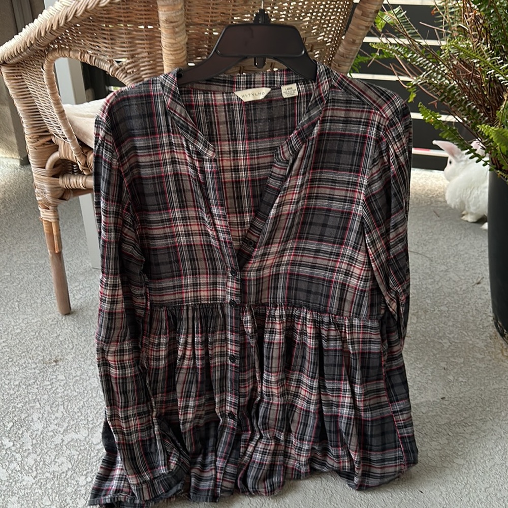 A-line checkered tunic top from Anthro
